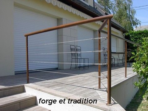 Garde corps tang cable inox rambarde de terrasse fer forge
